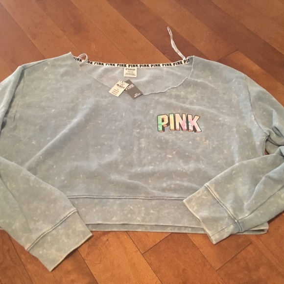 NWT Victoria’s Secret Pink Cropped Tie Dye Sweat - Picture 1 of 2
